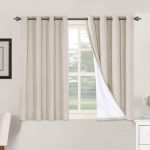 Linen Blackout Curtains 45 Inches Long 100% Blackout Thermal Insulated Textured Linen Look Curtain Draperies Anti-Rust Grommet, Energy Saving with White Liner, 2 Panels,