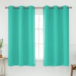 Turquoise Blackout Curtains 45 Inches Long for Bathroom - Grommet Room Darkening Thermal Insulated Teal Green Small Curtain Drapes for Kitchen Basement, 2 Panels, 34x45