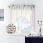 Tassel Linen Textured Swag Curtain Valance for Farmhouses’ Kitchen; Light Filtering Rustic Short Swag Topper for Small Windows Bedroom Privacy Added Rod Pocket Design (36x36-2PCs)