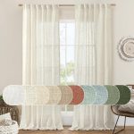 Ivory Semi Sheer Linen Curtains 84 inch Long, Cream White Light Filtering Living Room Panels Back Tab and Rod Pocket Neutral Drapes for Bedroom/Farmhouse, 2 Panels, 52 x 84 Inch
