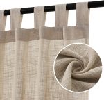 Linen Curtains  Linen Blended Curtains for Living Room Burlap Linen Textured Curtains Tab Top Curtains Energy Efficient Light Filtering Curtains (Set of 2, 52" x 84", Angora)