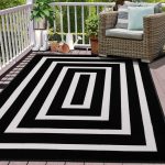 Black and White Striped Area Rug 5' x 7' Indoor Outdoor Rug Washable Woven Farmhouse Porch Front Outdoor Rug Patio Clearance for Living Room Courtyard Large Cotton Floor Carpet