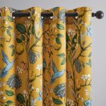 Mustard Yellow Vintage Curtains & Drapes 84 Inches Long, Grommet Luxury Whimsical Floral Lemon Hummingbird Patterned Mid Century Colorful Blackout Drapes for Living Room Bedroom