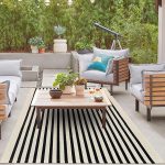 Black Beige Striped Rug -5'x8' Indoor Outdoor Rug, Washable Area Rug for Living Room, Large Patio Rug, Cotton Striped Rugs for Patio Living Room Bedroom