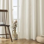 Linen Curtains 96 inch Length 2 Panel Set, Light Filtering Curtain for Living Room Bedroom Curtains 52 inch Wide Drapes with Rod Pocket Back Tab Farmhouse Curtain (96" Lx52 W, Ivory on Linen)