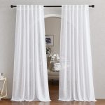 White Linen Sheer Curtains 90" Length, Rod Pocket & Back Tab Window Treatments Semi Sheer Curtain Drapes Privacy with Light Through for Living Room/Bedroom, 104 inch Length Total 2 Panels