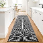Kitchen Rugs 2.6'x8', Machine Washable Rug Runner Large Laundry Room Rug Extra Long Hallway Rug Cotton Woven Black and White Outdoor Carpet Runner for Entryway Doorway Bedroom