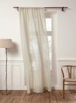 Light  Linen Sheer Curtain 96 Inch - 100% Pure Linen European Flax Window Treatment Panel 52 x 96 Inch - Light Filtering Rod Pocket Curtain for Living Room, Bedroom