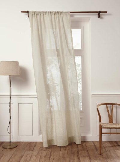 Light  Linen Sheer Curtain 96 Inch - 100% Pure Linen European Flax Window Treatment Panel 52 x 96 Inch - Light Filtering Rod Pocket Curtain for Living Room, Bedroom