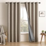 100% Blackout Window Curtains 84 inches Long 2 Panels Set, Faux Linen Look Thermal Insulated Grommet Drapes, Room Darkening Curtain for Bedroom Living Room(W52 x L84 Inch, Light Khaki)