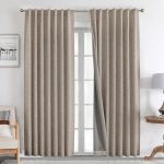 Linen Curtains 84 inch Length 2 Panels Set Burg 100% Blackout Long Drapes for Bedroom Living Room Black Out Darkening Curtain Thermal Insulated Back tab Rod Pocket(52x84 inch, Linen)