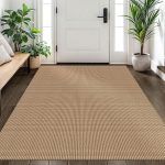 Woven Area Rug 4x6 Ft Washable Rugs for Entryway Non Slip Braided Throw Rugs Bedroom Carpet Cotton Entry Rug Cotton Floor Carpets for Bedroom Dining Room Living Room, Orange/Tan/Brown