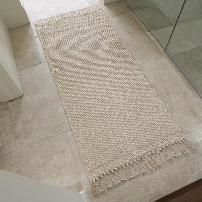 Beautiful Boho Rug with Tassels for Your Bedroom or Bathroom - Soft 2 x 4.3ft. Cotton Runner Rug Fits Perfectly in Any Bath Or Next to Beds - Washable Carpet Enhances Your Hallway/Home Decor