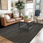 Cotton Woven Rugs 4x6 ft Washable Black Boho Reversible Bedroom Area Rug Modern Farmhouse Indoor Kitchen Rug Floor Carpet for Ding Room Living Room