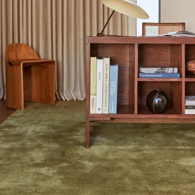Speckled Wool-Blend Area Rug - 6x9 Area Rug Mid-Century Modern Verdant Green for Living Room Bedroom Dining Room