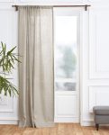 Linen Curtain 52 x 96 Inch, Light Filtering Rod Pocket Curtain 96 Inch, 100% Pure Linen European Flax Window Treatment Panel for Living Room, Bedroom