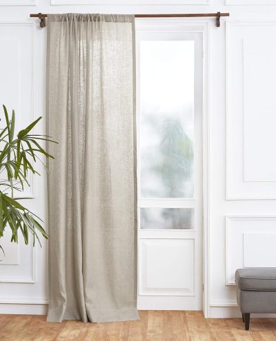 Linen Curtain 52 x 96 Inch, Light Filtering Rod Pocket Curtain 96 Inch, 100% Pure Linen European Flax Window Treatment Panel for Living Room, Bedroom