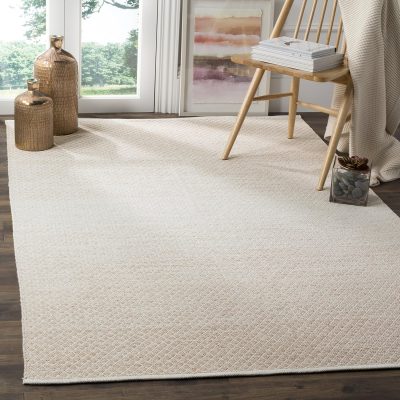 Collection Area Rug - 6' x 9', Beige & Ivory, Handmade Cotton, Ideal for High Traffic Areas in Living Room, Bedroom