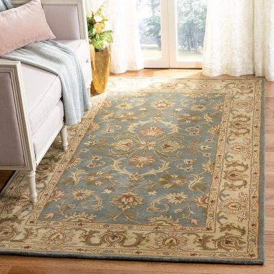 Collection Area Rug - 5' x 8', Blue & Beige, Handmade Traditional Oriental Wool, Ideal for High Traffic Areas in Living Room, Bedroom (HG811B)