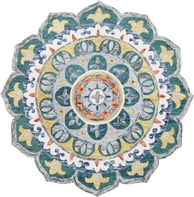 4ft Round Indoor  Wool Area Rug for Home Decor | Carpet for Bedroom, Living Room, entryway, playroom | Hand Tufted Modern Farmhouse Boho Area Rug